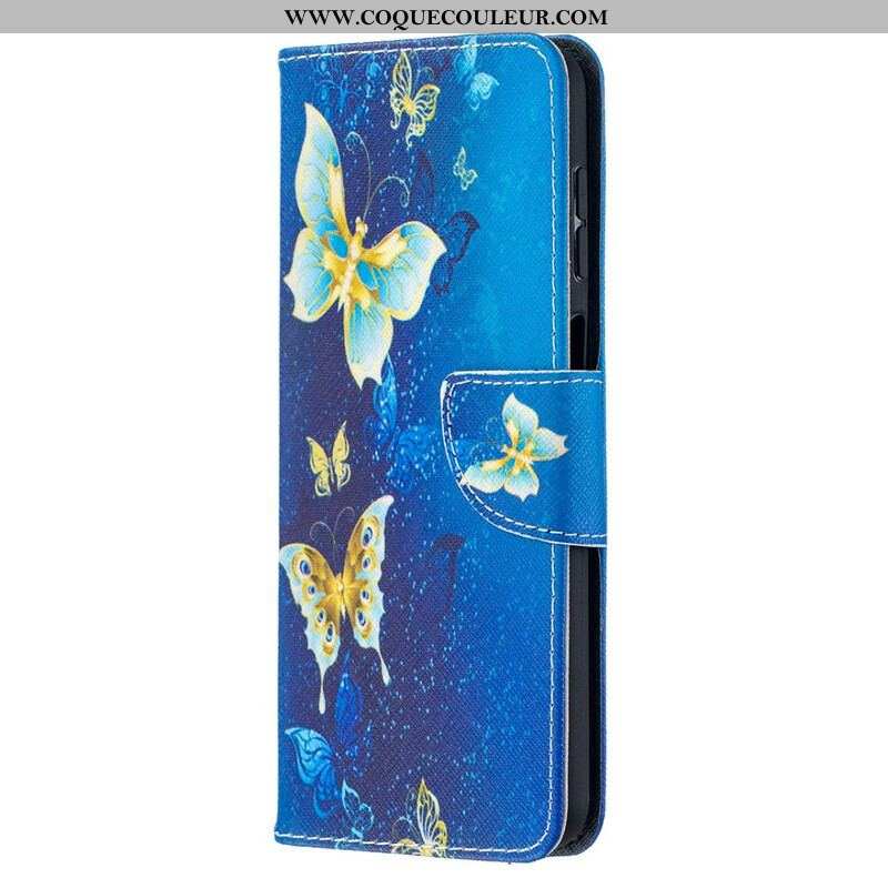 Housse Samsung Galaxy A12 / M12 Papillons Dorés