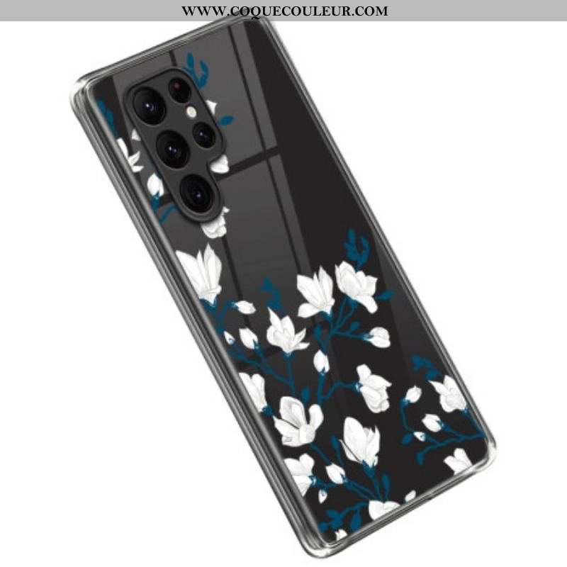 Coque Samsung Galaxy S23 Ultra 5G Fleurs Blanches