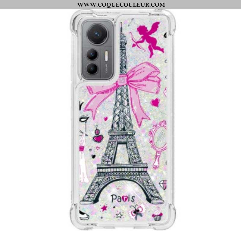 Coque Xiaomi 12 Lite Paillettes Tour Eiffel