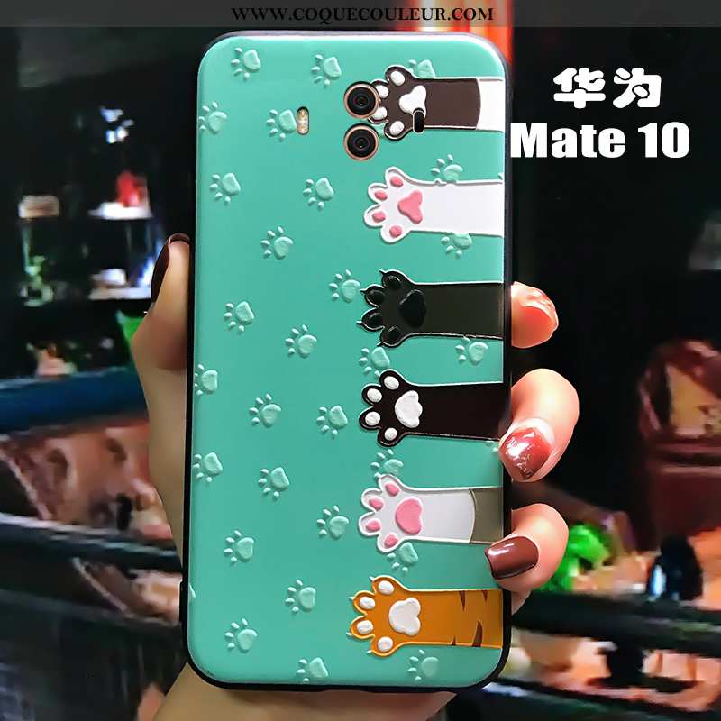 Étui Huawei Mate 10 Fluide Doux Créatif Cœur, Coque Huawei Mate 10 Silicone Légère Verte