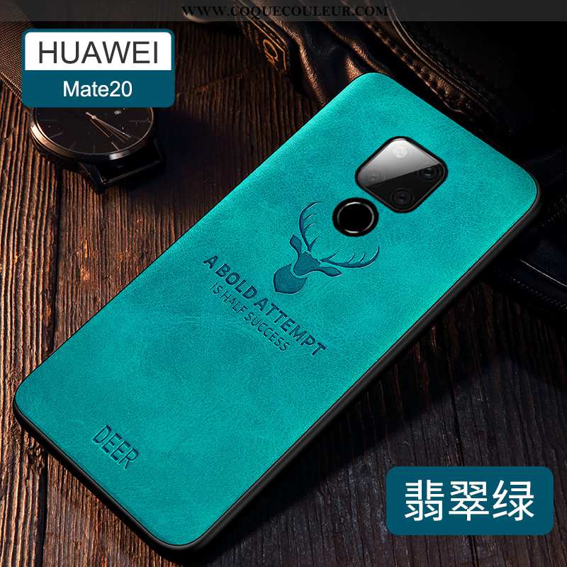 Étui Huawei Mate 20 Silicone Cuir Incassable, Coque Huawei Mate 20 Protection Tendance Verte