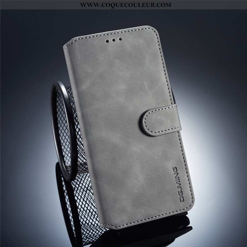 Coque Huawei Mate 20 Pro Cuir Clamshell Portefeuille, Housse Huawei Mate 20 Pro Fluide Doux Gris