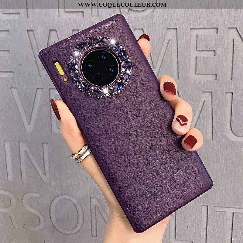 Housse Huawei Mate 30 Strass Protection Violet, Étui Huawei Mate 30 Tendance Coque Violet