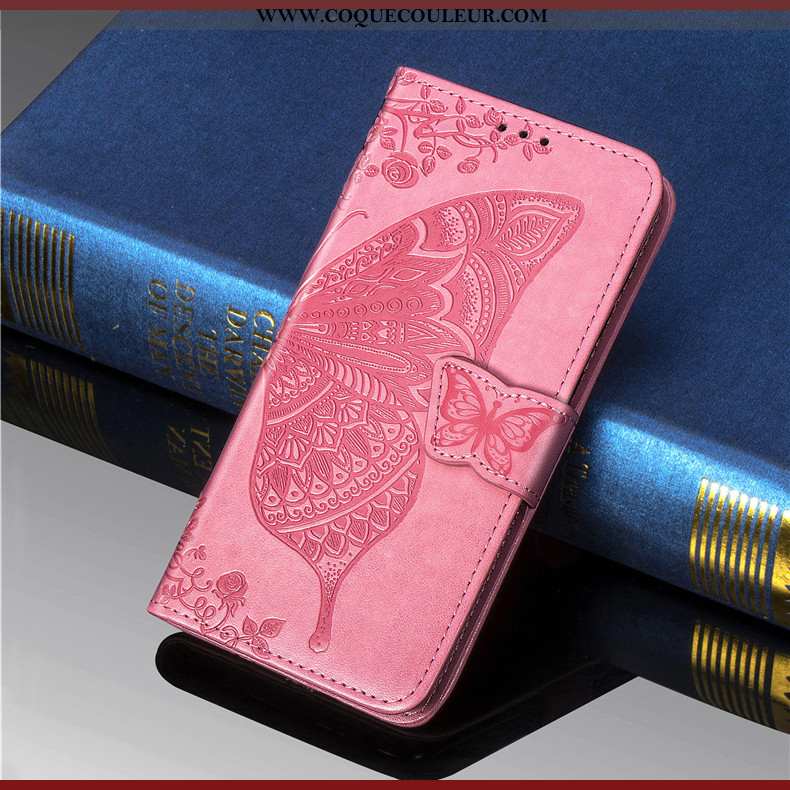 Housse Huawei P Smart Cuir Fleur Téléphone Portable, Étui Huawei P Smart Protection Charmant Rose