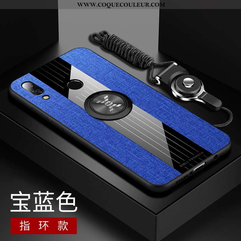 Étui Huawei P Smart+ Protection Tendance Étui, Coque Huawei P Smart+ Verre Difficile Bleu