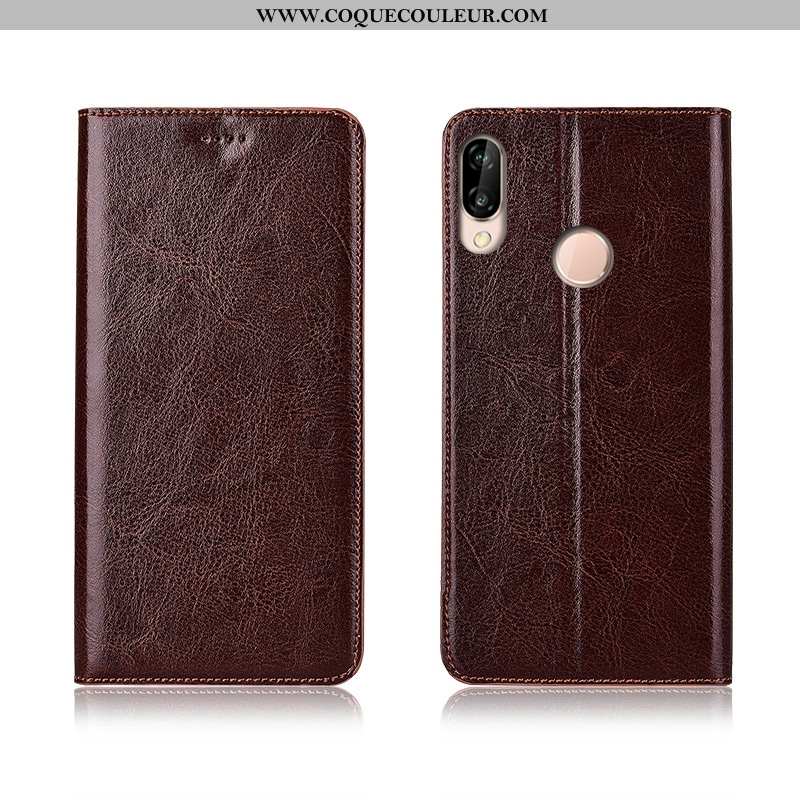 Coque Huawei P20 Lite Silicone Cuir Tout Compris, Housse Huawei P20 Lite Protection Marron