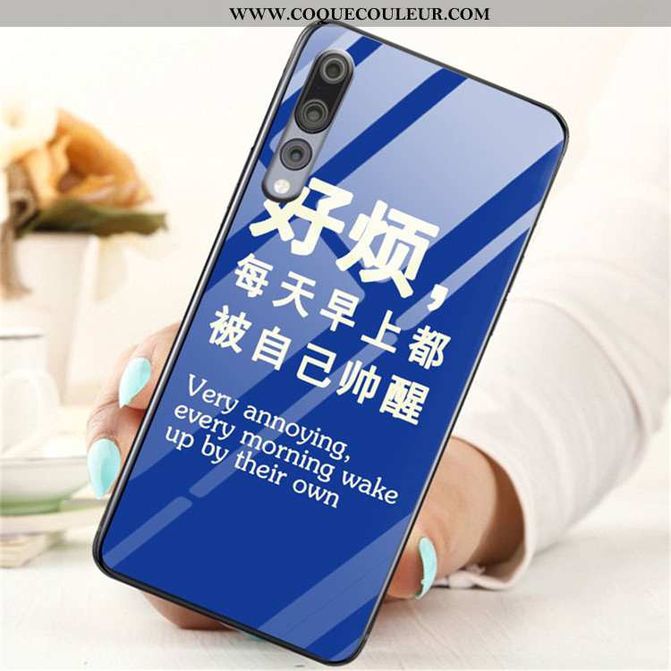 Étui Huawei P20 Pro Protection Tendance Tout Compris, Coque Huawei P20 Pro Verre Incassable Bleu