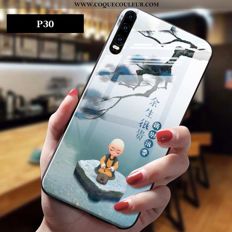 Étui Huawei P30 Dessin Animé Personnalité Style Chinois, Coque Huawei P30 Charmant Tendance Gris