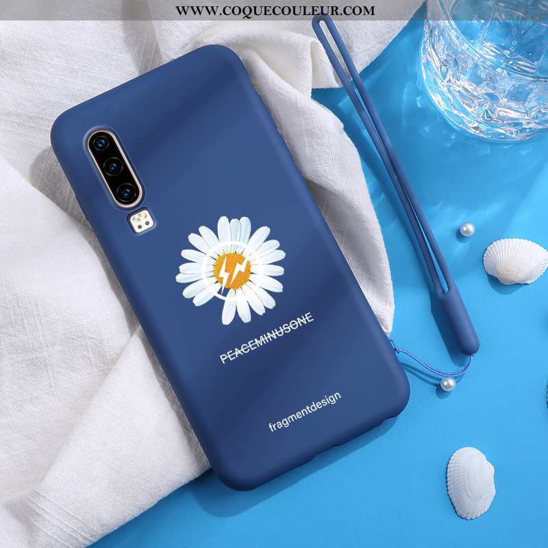 Coque Huawei P30 Tendance Téléphone Portable Simple, Housse Huawei P30 Légère Incassable Bleu