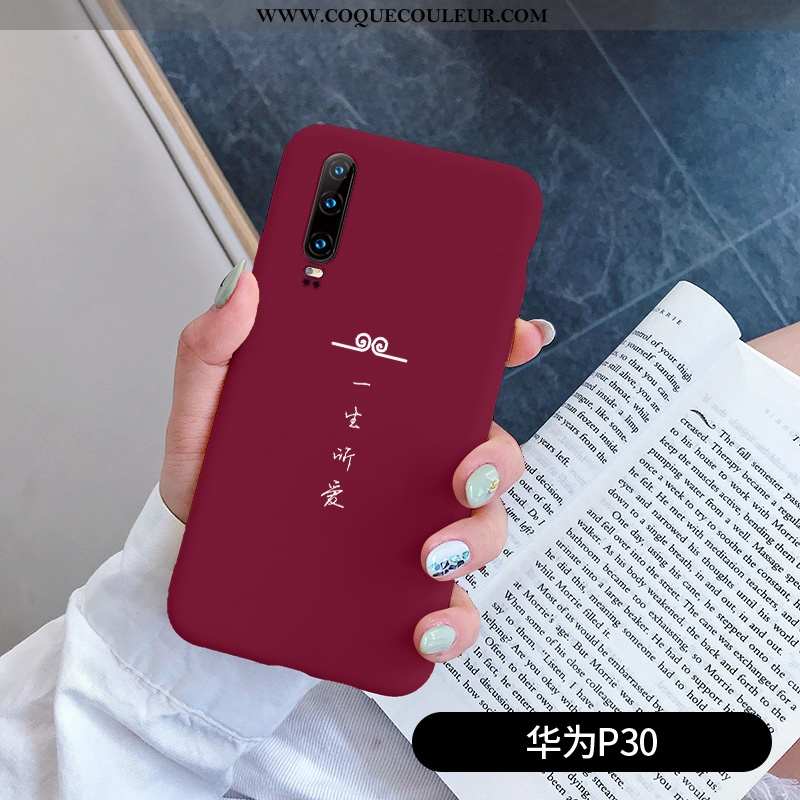 Étui Huawei P30 Créatif Rouge Amoureux, Coque Huawei P30 Silicone Simple