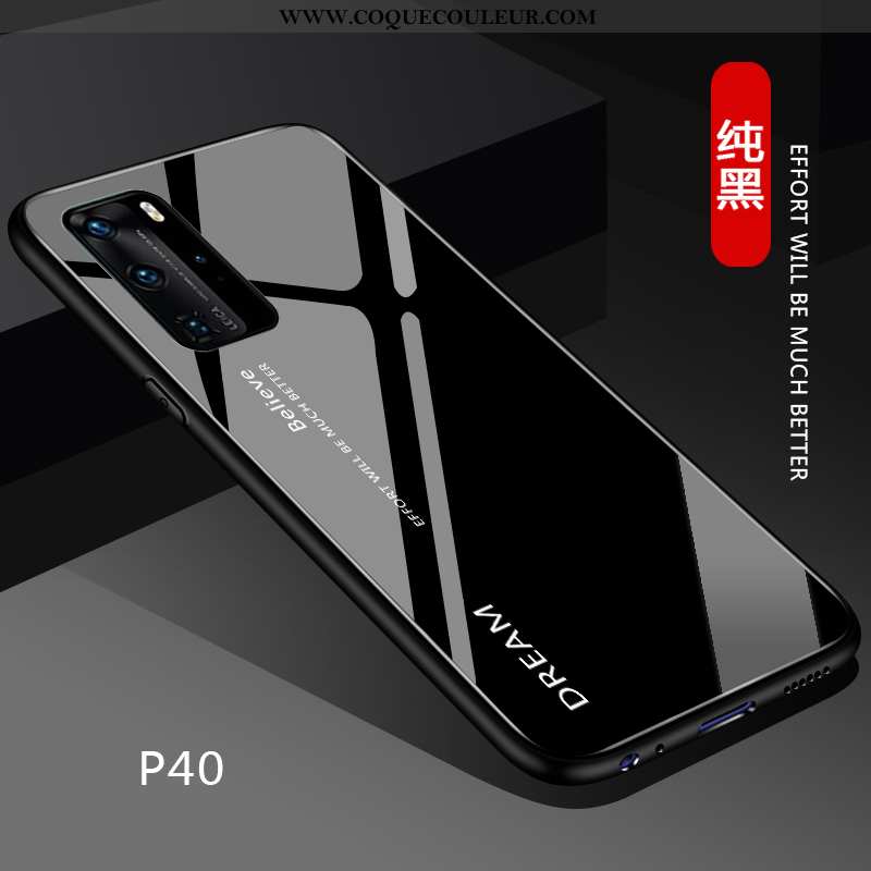 Coque Huawei P40 Personnalité Incassable Silicone, Housse Huawei P40 Créatif Couleur Unie Noir