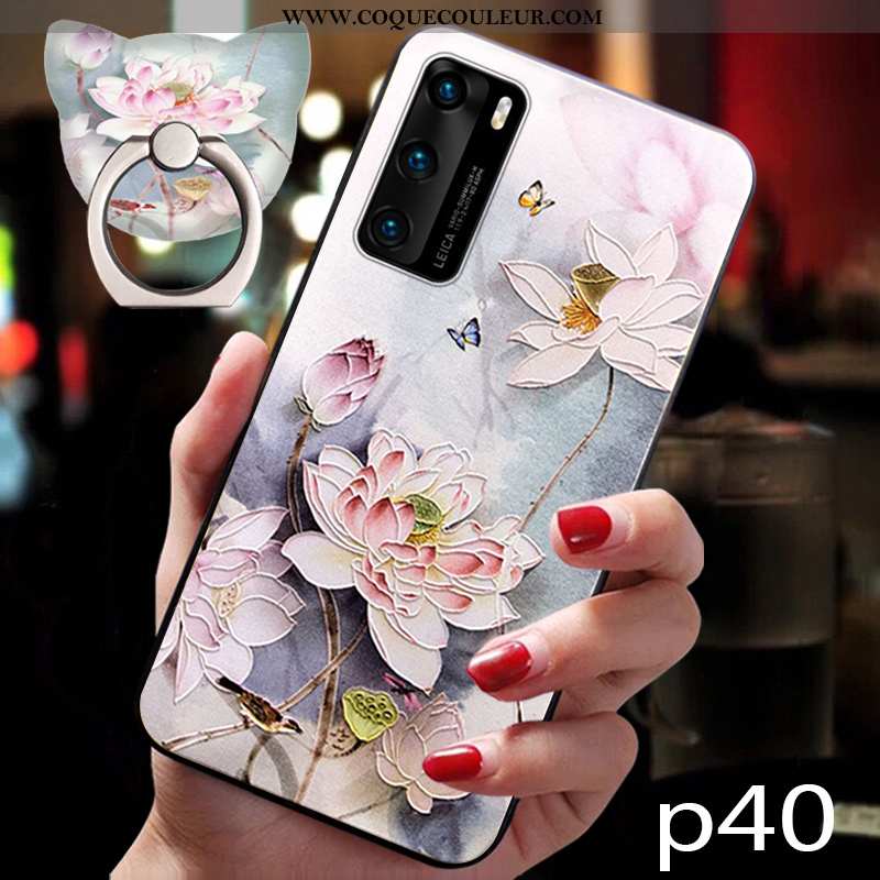 Housse Huawei P40 Fluide Doux Protection Téléphone Portable, Étui Huawei P40 Silicone Rose