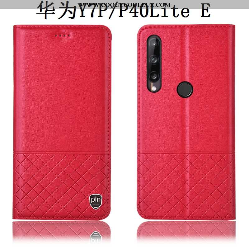 Étui Huawei P40 Lite E Protection Téléphone Portable, Coque Huawei P40 Lite E Cuir Véritable Rouge
