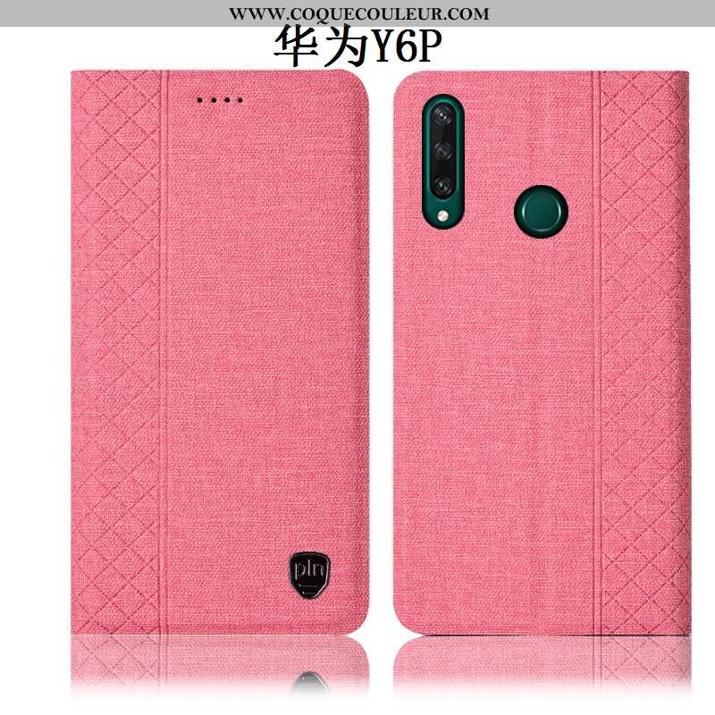 Housse Huawei Y6p Protection Incassable Tout Compris, Étui Huawei Y6p Cuir Téléphone Portable Rose