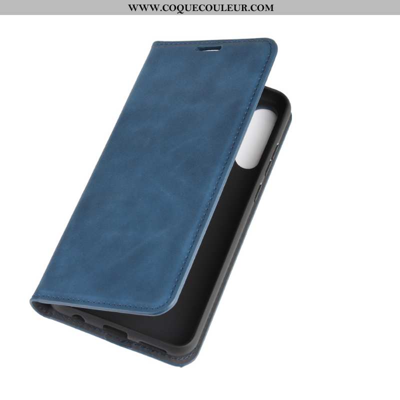 Étui Huawei Y6p Cuir Carte Clamshell, Coque Huawei Y6p Protection Téléphone Portable Bleu