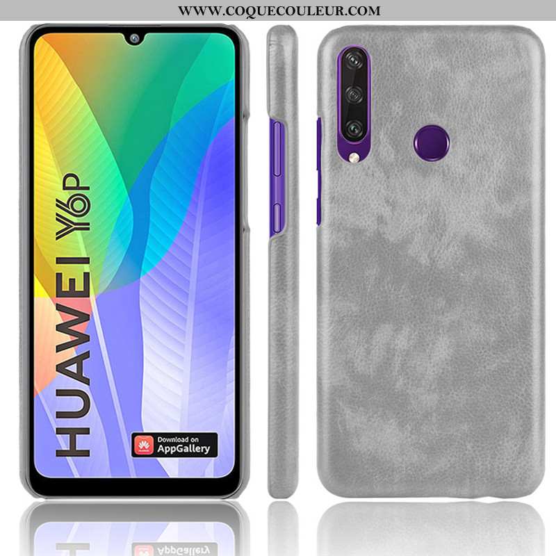 Coque Huawei Y6p Protection Litchi Difficile, Housse Huawei Y6p Modèle Fleurie Téléphone Portable Ma