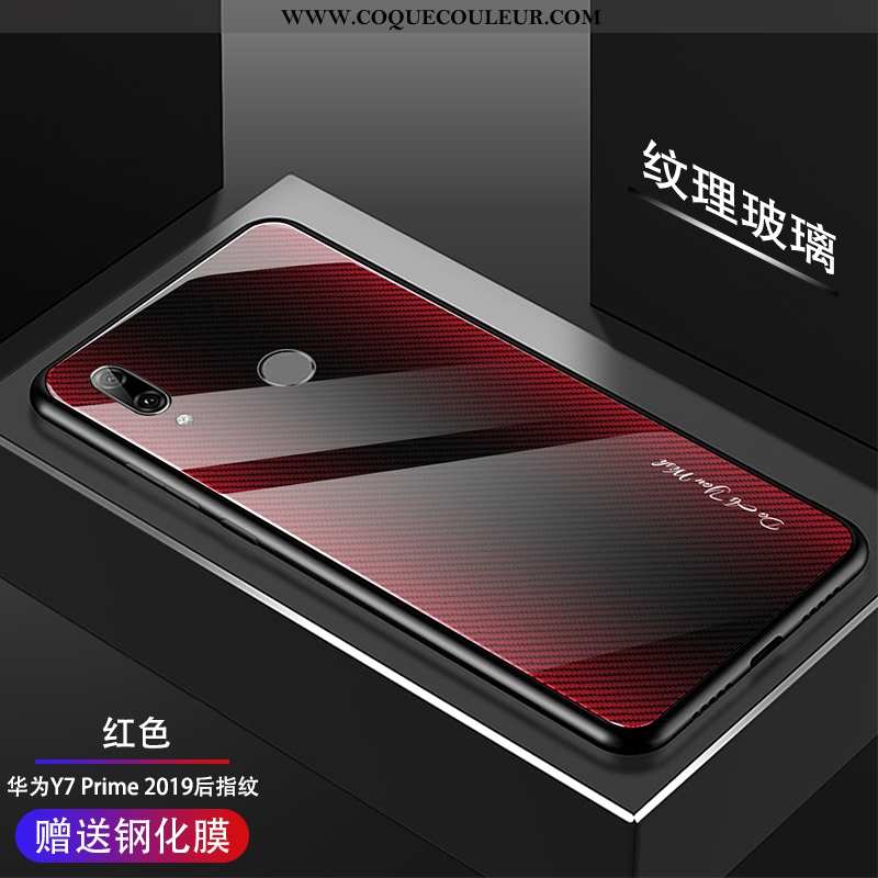 Étui Huawei Y7 2020 Verre 2020 Dégradé, Coque Huawei Y7 2020 Tendance Incassable Rouge