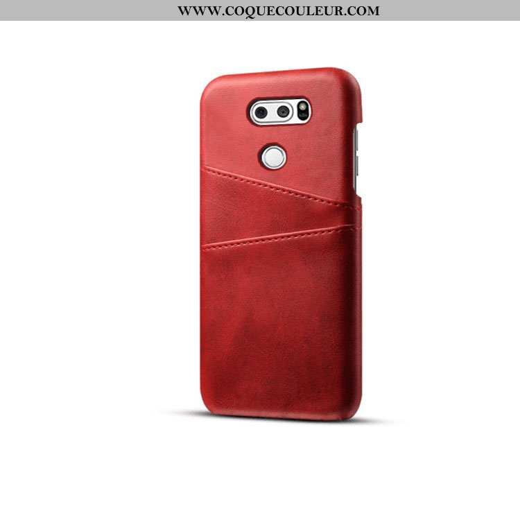 Coque Lg V30 Protection Carte Étui, Housse Lg V30 Cuir Téléphone Portable Rouge