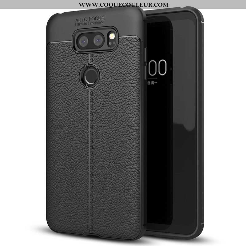 Housse Lg V30 Protection Téléphone Portable Noir, Étui Lg V30 Cuir Simple Noir