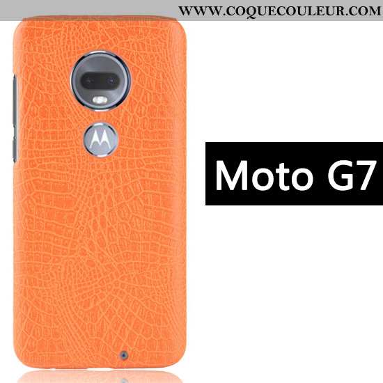 Étui Moto G7 Créatif Business Crocodile, Coque Moto G7 Modèle Fleurie Noir
