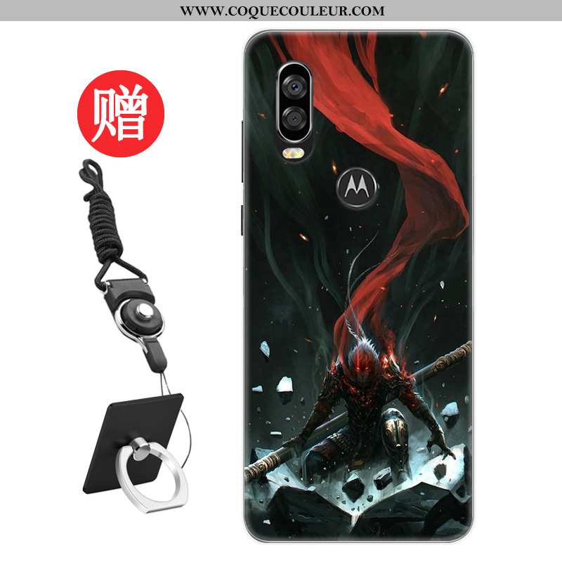 Housse Motorola One Vision Protection Coque Étui, Étui Motorola One Vision Personnalité Rat Rouge