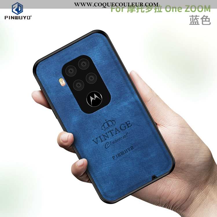 Coque Motorola One Zoom Ultra Noir Luxe, Housse Motorola One Zoom Légère Délavé En Daim