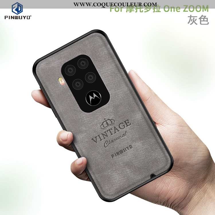 Coque Motorola One Zoom Ultra Noir Luxe, Housse Motorola One Zoom Légère Délavé En Daim