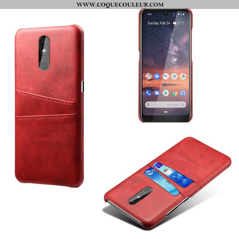 Housse Nokia 3.2 Protection Rouge Qualité, Étui Nokia 3.2 Vintage Cuir