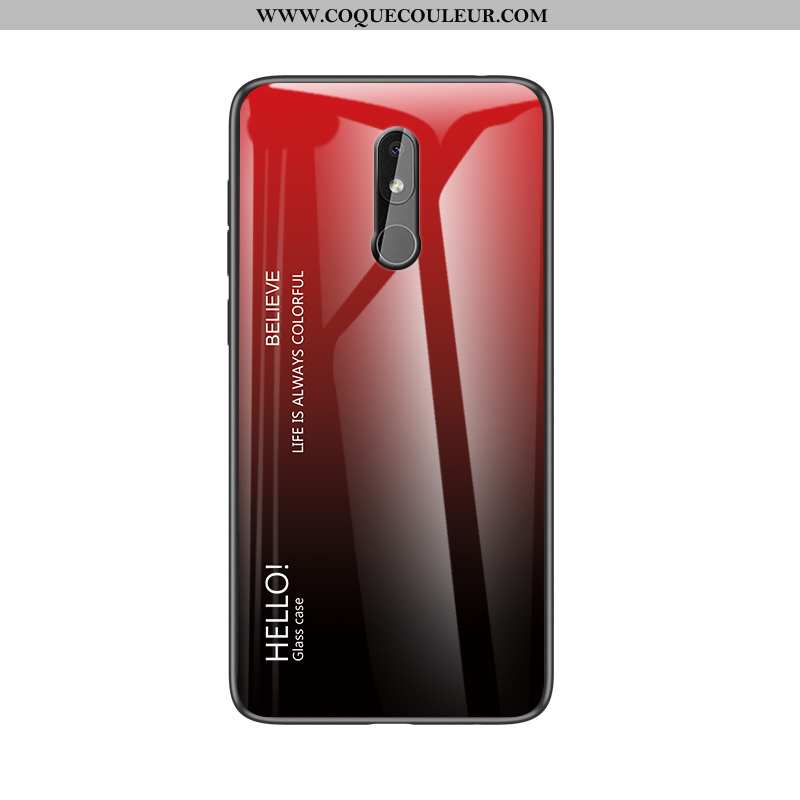 Coque Nokia 3.2 Protection Rouge, Housse Nokia 3.2 Verre Téléphone Portable Rouge