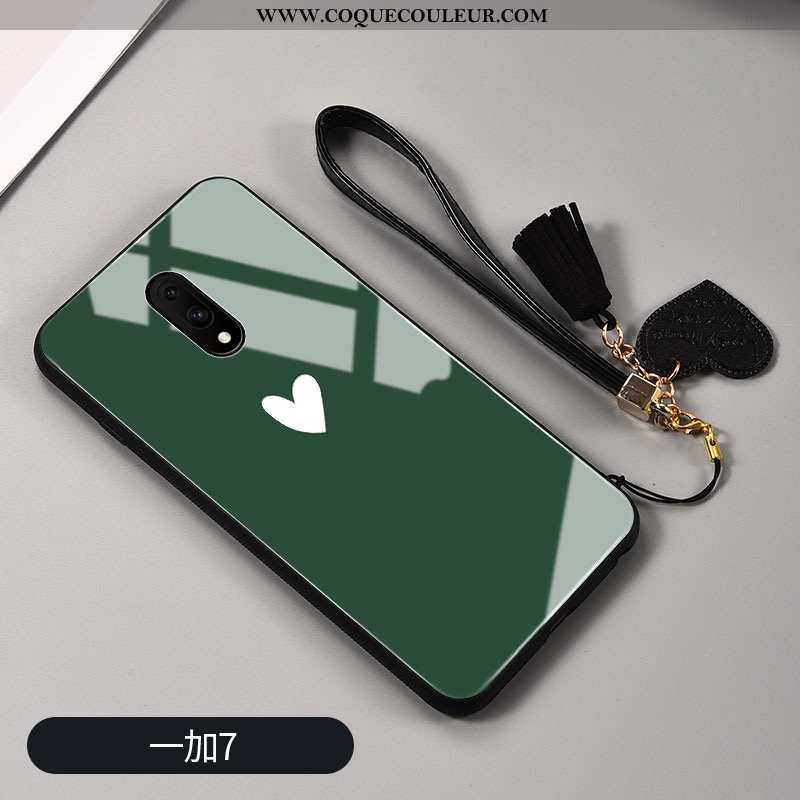 Coque Oneplus 7 Silicone Tendance Simple, Housse Oneplus 7 Mode Amour Verte