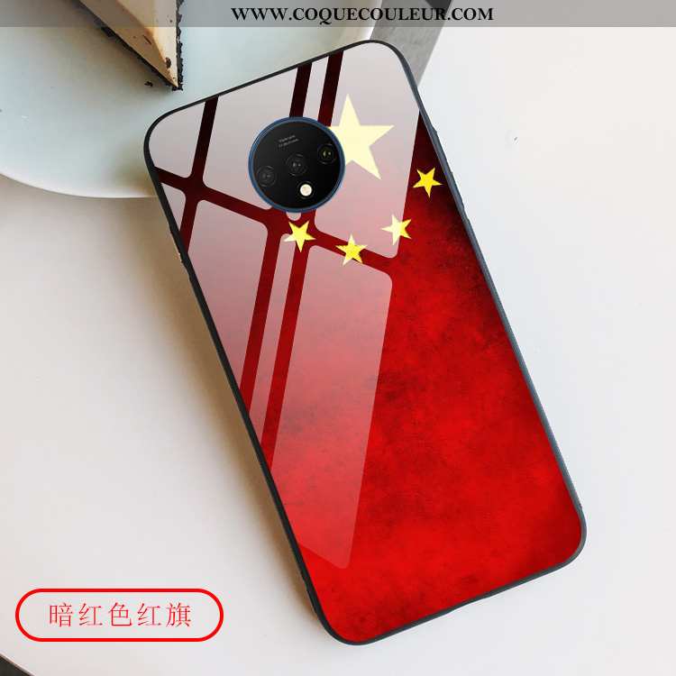 Étui Oneplus 7t Verre Téléphone Portable Tout Compris, Coque Oneplus 7t Créatif Rouge