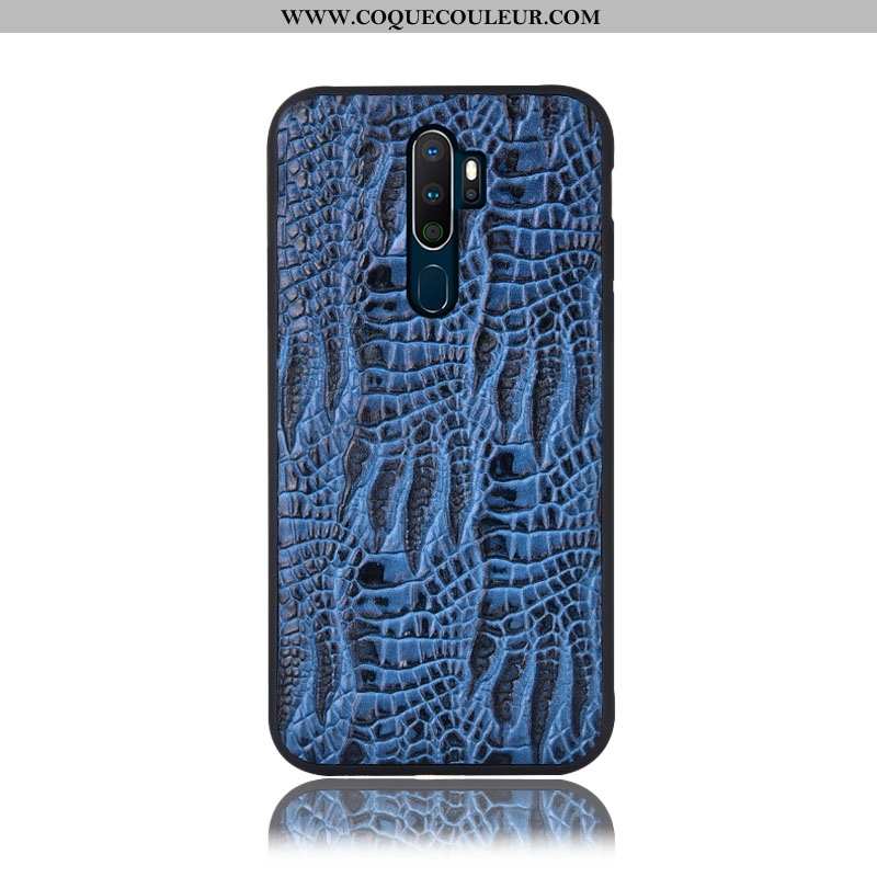 Coque Oppo A5 2020 Protection Téléphone Portable Crocodile, Housse Oppo A5 2020 Cuir Véritable Incas