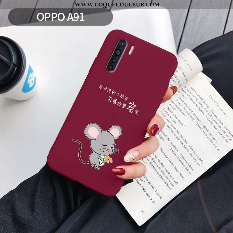 Coque Oppo A91 Créatif Nouveau Délavé En Daim, Housse Oppo A91 Charmant Fluide Doux Rouge