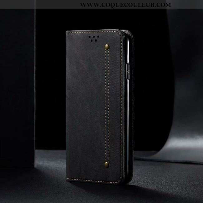 Coque Oppo A91 Cuir Étui Téléphone Portable, Housse Oppo A91 Silicone Incassable Noir