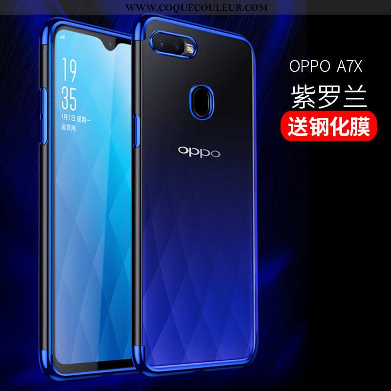Étui Oppo Ax7 Protection Incassable Coque, Coque Oppo Ax7 Transparent Bleu