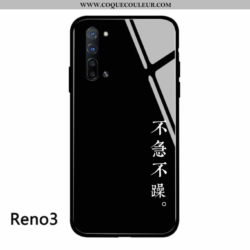 Étui Oppo Reno 3 Protection Téléphone Portable, Coque Oppo Reno 3 Verre Simple Noir