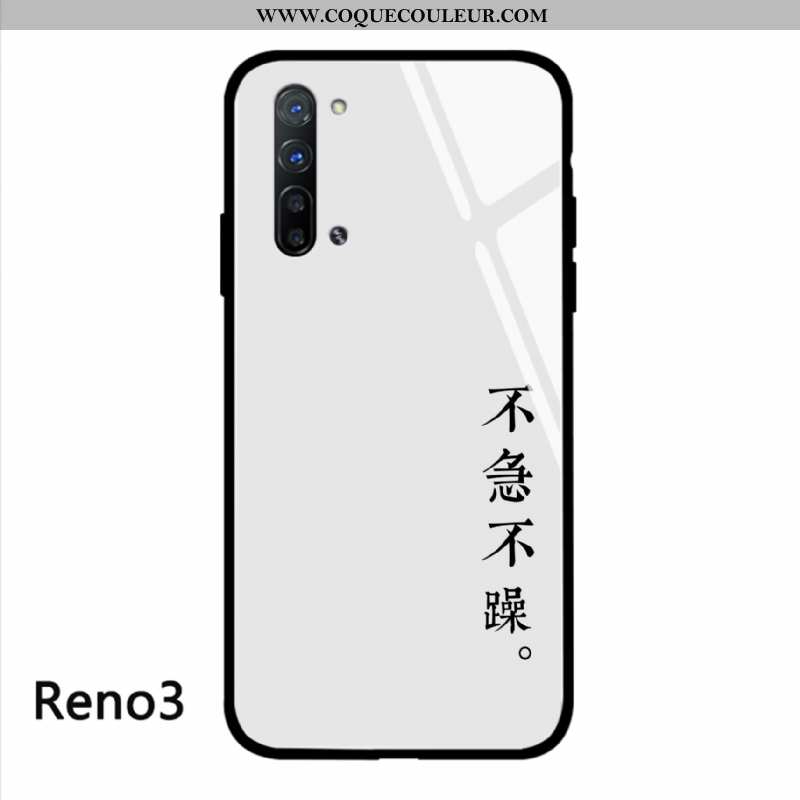 Étui Oppo Reno 3 Protection Téléphone Portable, Coque Oppo Reno 3 Verre Simple Noir