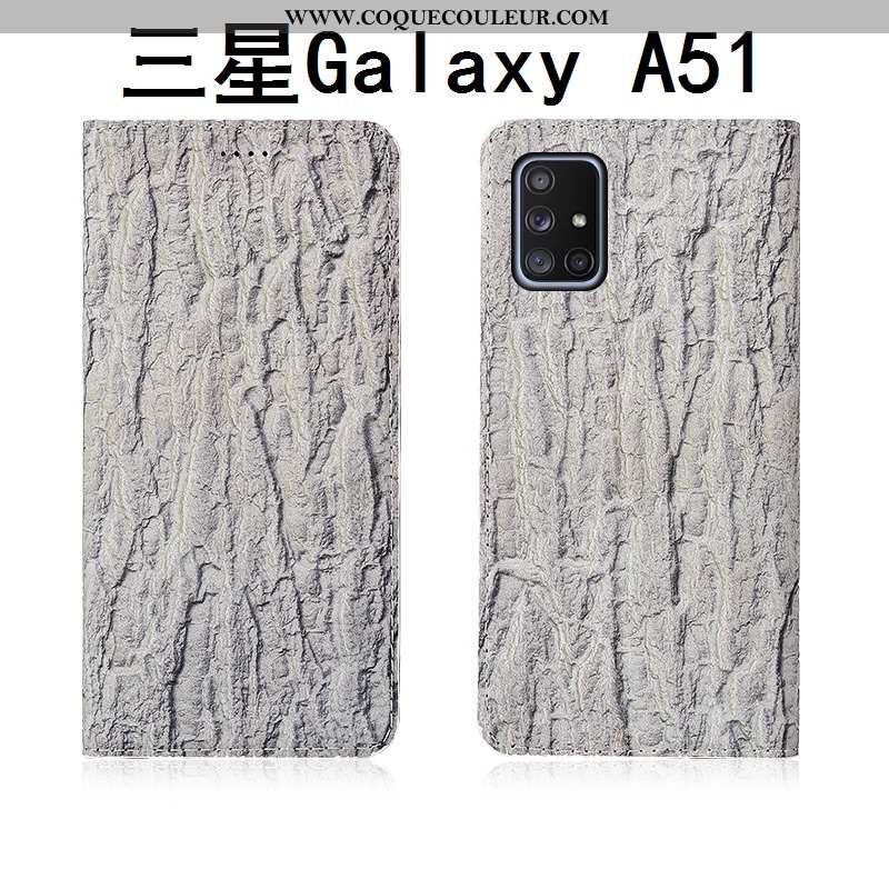 Housse Samsung Galaxy A51 Délavé En Daim Nouveau Protection, Étui Samsung Galaxy A51 Cuir Véritable 
