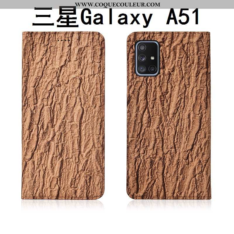 Housse Samsung Galaxy A51 Délavé En Daim Nouveau Protection, Étui Samsung Galaxy A51 Cuir Véritable 