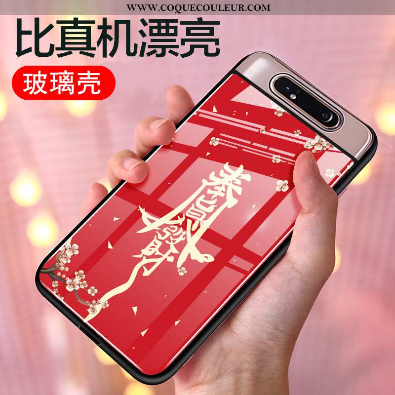 Étui Samsung Galaxy A80 Personnalité Coque Rouge, Samsung Galaxy A80 Créatif Téléphone Portable Roug
