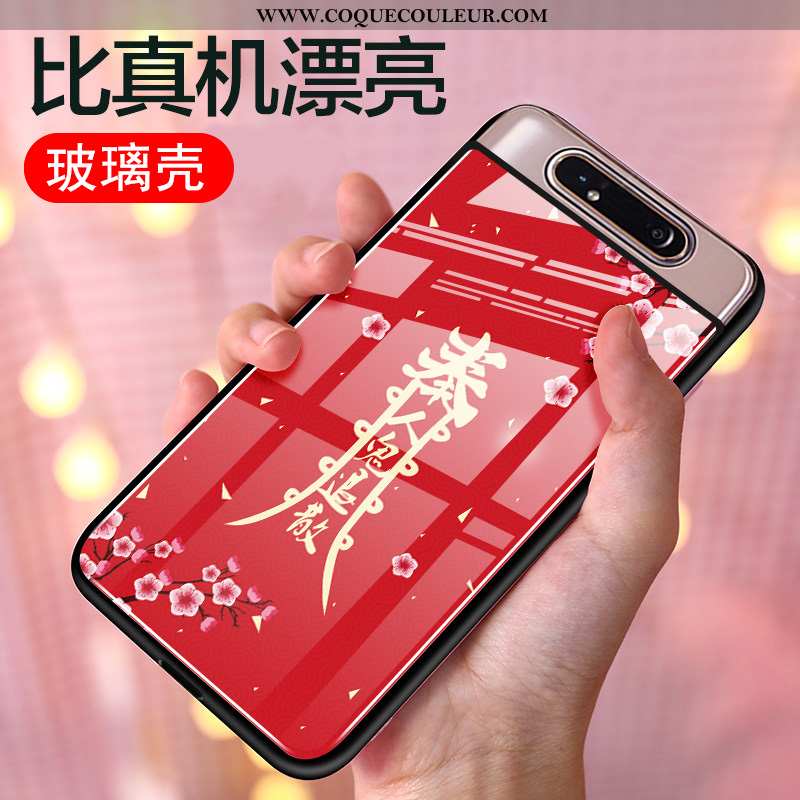 Étui Samsung Galaxy A80 Personnalité Coque Rouge, Samsung Galaxy A80 Créatif Téléphone Portable Roug