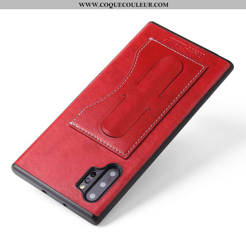 Coque Samsung Galaxy Note 10+ Cuir Étui Coque, Housse Samsung Galaxy Note 10+ Protection Rouge