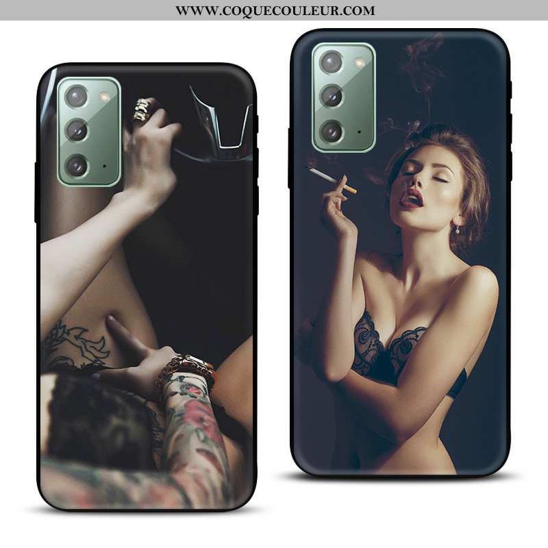 Coque Samsung Galaxy Note20 Silicone Noir Étoile, Housse Samsung Galaxy Note20 Protection Tout Compr