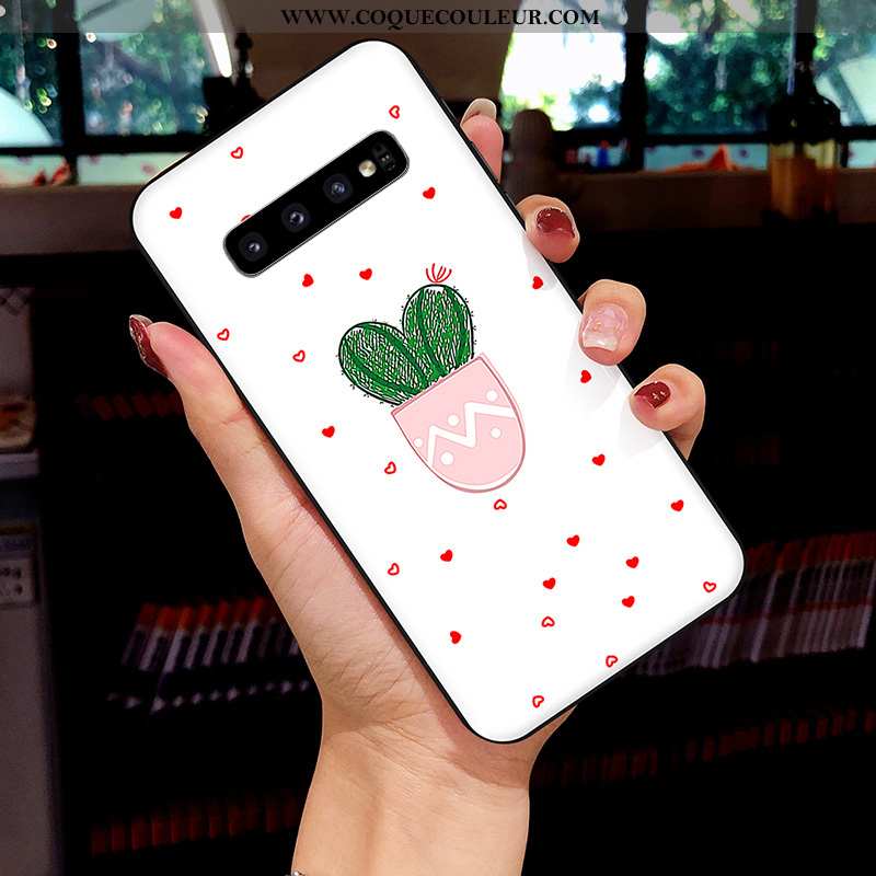 Coque Samsung Galaxy S10 Fluide Doux Blanc Protection, Housse Samsung Galaxy S10 Silicone Net Rouge 