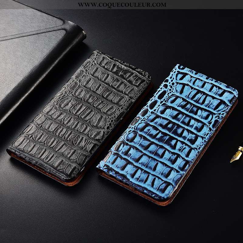 Coque Samsung Galaxy S10e Protection Clamshell, Housse Samsung Galaxy S10e Cuir Véritable Bleu