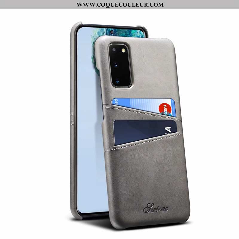 Housse Samsung Galaxy S20 Cuir Téléphone Portable Étoile, Étui Samsung Galaxy S20 Protection Gris