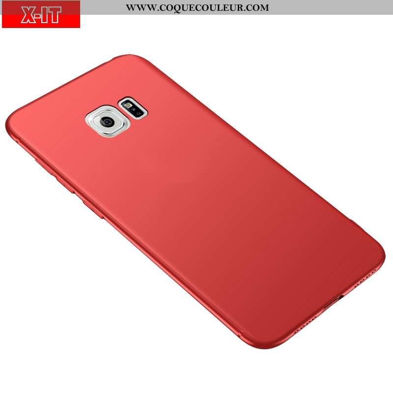 Coque Samsung Galaxy S6 Protection Rouge Étui, Housse Samsung Galaxy S6 Délavé En Daim Téléphone Por