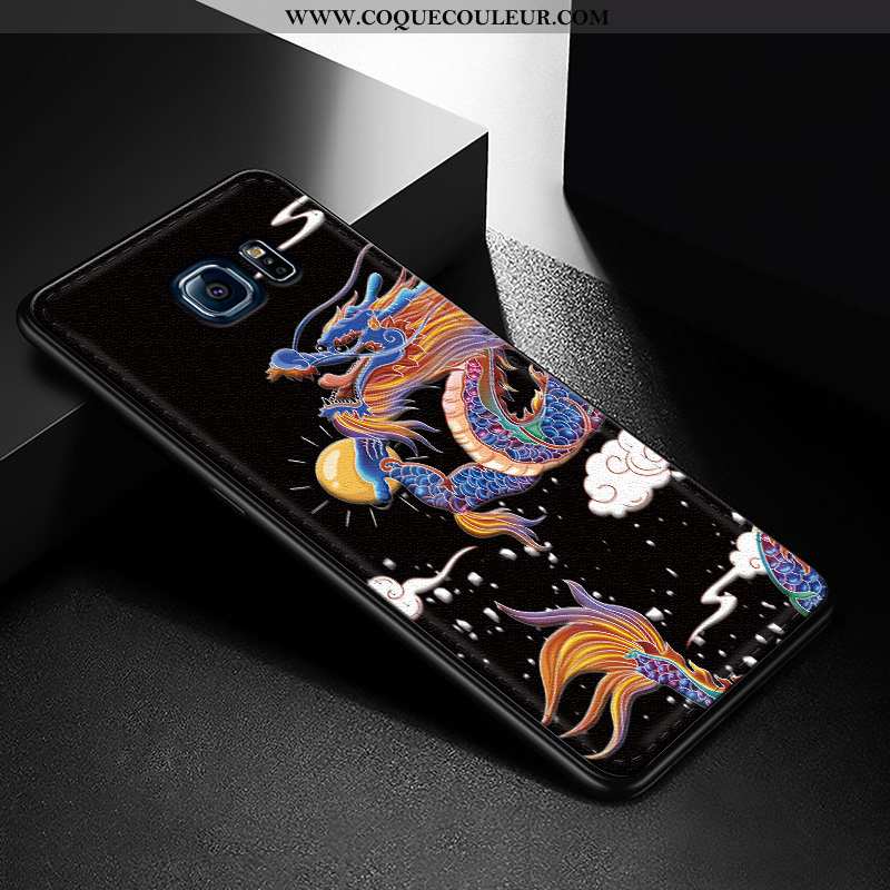 Coque Samsung Galaxy S7 Edge Silicone Gaufrage Coque, Housse Samsung Galaxy S7 Edge Mode Cuir Noir