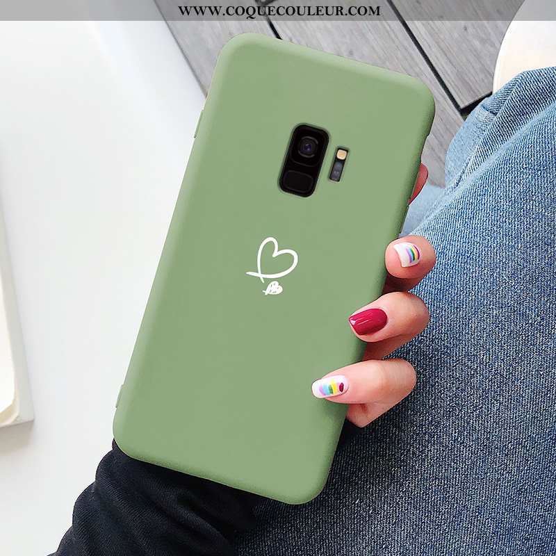 Housse Samsung Galaxy S9 Protection Vert Simple, Étui Samsung Galaxy S9 Personnalité Coque Verte