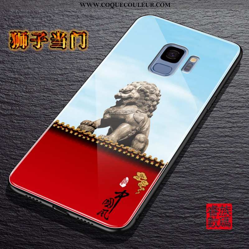 Étui Samsung Galaxy S9 Silicone Style Chinois Coque, Coque Samsung Galaxy S9 Verre Téléphone Portabl